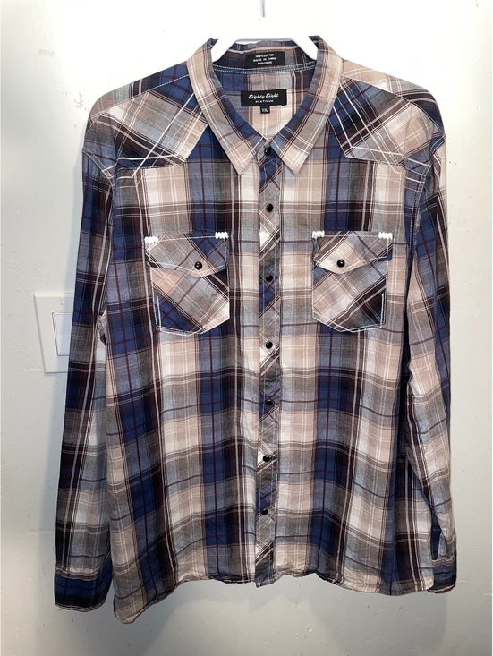 Eighty Eight Other - Eighty Eight Platinum XXL Men's Blue and Brown Plaid Button-Up Shirt Western